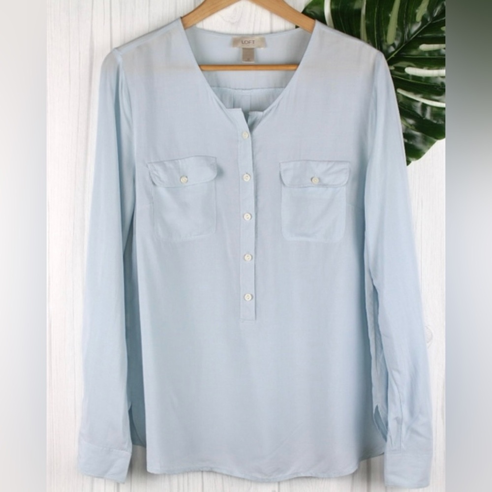 Loft Light Blue Button-Down Blouse - image 1
